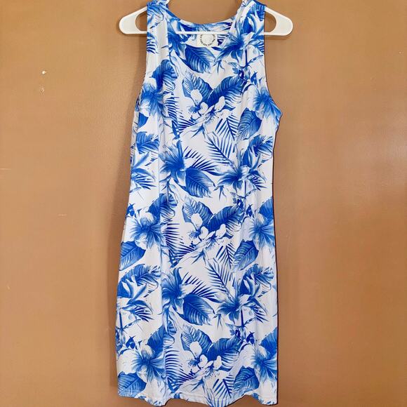 Women's Blue Floral Beach Coverall Maxi Dress - One Size - Picture 4 of 7